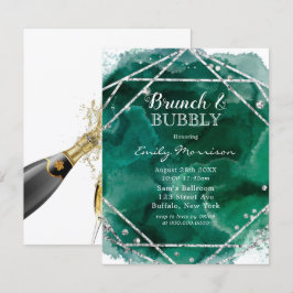 Emerald Green Silver Geometric Brunch & Bubbly Einladung