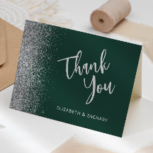 Emerald Green Silver Glitzer Wedding Vielen Dank