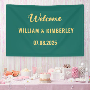 Emerald Green Simple Elegante Moderne Hochzeit Banner