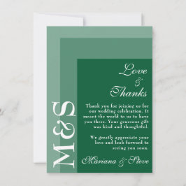 Emerald Green Simple Modern Script Wedding Dankeskarte