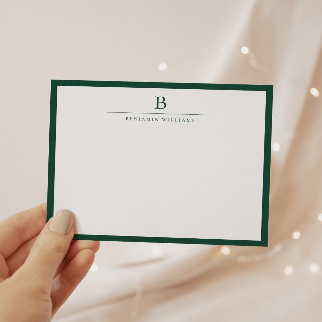 Emerald Green Simple Modern Stationery Classic Mitteilungskarte (Von Creator hochgeladen)