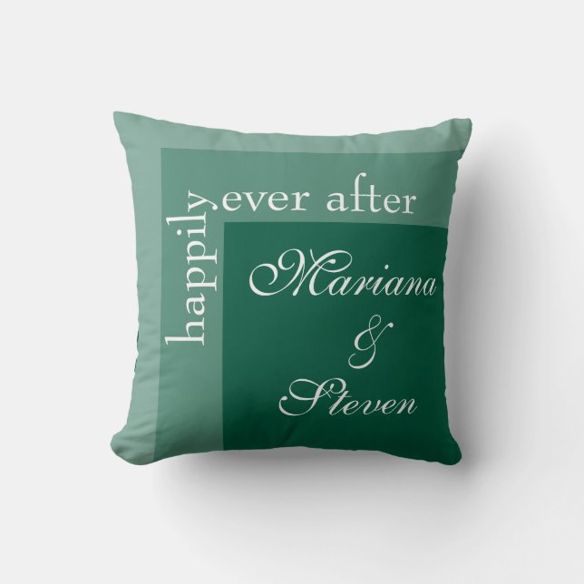 Emerald Green Simple Script Wedding Kissen (Vorderseite)