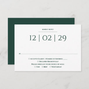 Emerald Green Simple Special Date Hochzeit RSVP Karte