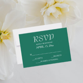 Emerald Green Simple Style Wedding RSVP Karte
