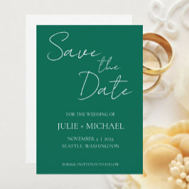Emerald Green Simple Style Wedding Save The Date
