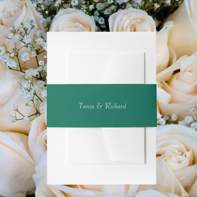 Emerald Green Simple Stylise Name Wedding Einladungsbanderole (In Situ Weddings)