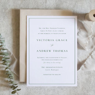 Emerald Green Simple Typografy Formal Wedding Einladung