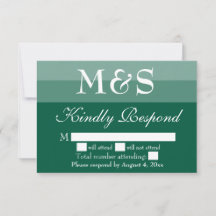 Emerald Green Simple Wedding RSVP Card