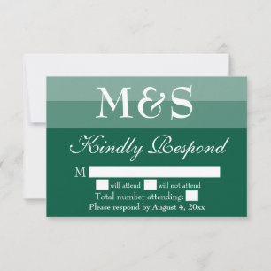 Emerald Green Simple Wedding RSVP Card Dankeskarte