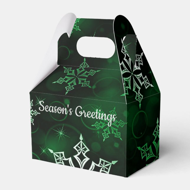 Emerald Green Snowflake Motif Gable Geschenkschachtel (Vorderseite)
