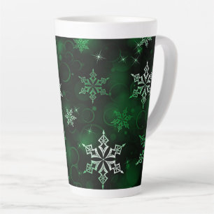 Emerald Green Snowflake Motif Milchtasse