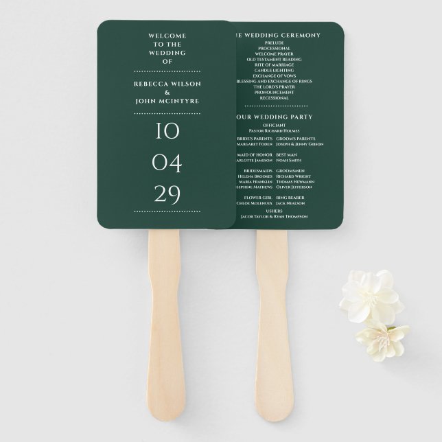 Emerald Green Special Date Wedding Programm Fächer (Vorne und Hinten)