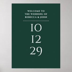 Emerald Green Special Date Wedding Welcome Sign Poster