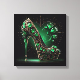 Emerald Green Stilettos und Diamond Shaped Hearts Leinwanddruck