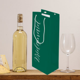 Emerald Green stilisierte Script Wedding Bridesmai Geschenktüte Für Weinflaschen