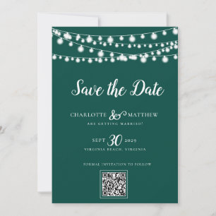 Emerald Green String Lights Modernes Skript Rette Save The Date