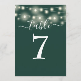 Emerald Green String Lights-Tischnummer Einladung