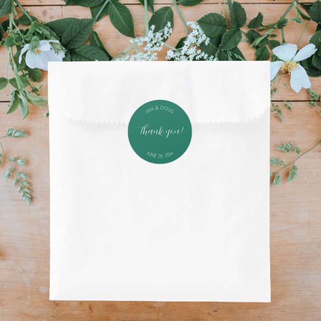 Emerald Green stylized Wedding Vielen Dank Runder Aufkleber (In Situ Wedding)
