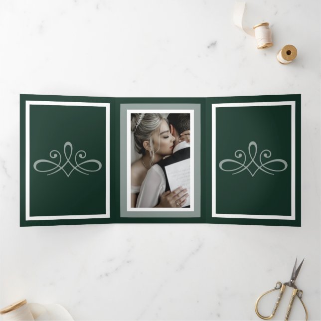 Emerald green Trifold Letter Fold Program Dreifach-gefaltete Programmkarte (Innenseite)