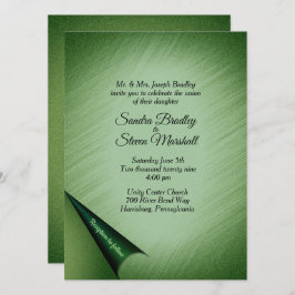 Emerald Green Turn of the Page Wedding Einladung