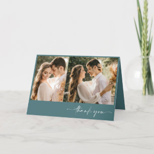 Emerald Green Two Foto Elegant Wedding Vielen Dank Dankeskarte