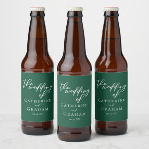 Emerald Green Typografy Custom Forest Wedding Bierflaschenetikett