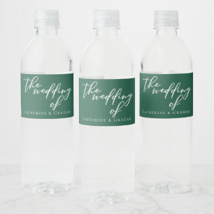 Emerald Green Typografy Custom Forest Wedding Wasserflaschenetikett