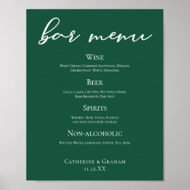 Emerald Green Typografy Forest Wedding Bar Menu Poster