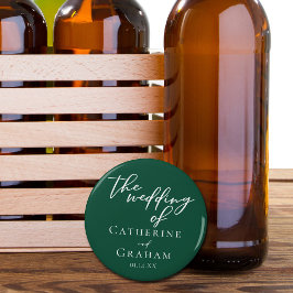 Emerald Green Typografy Forest Wedding Flaschenöffner