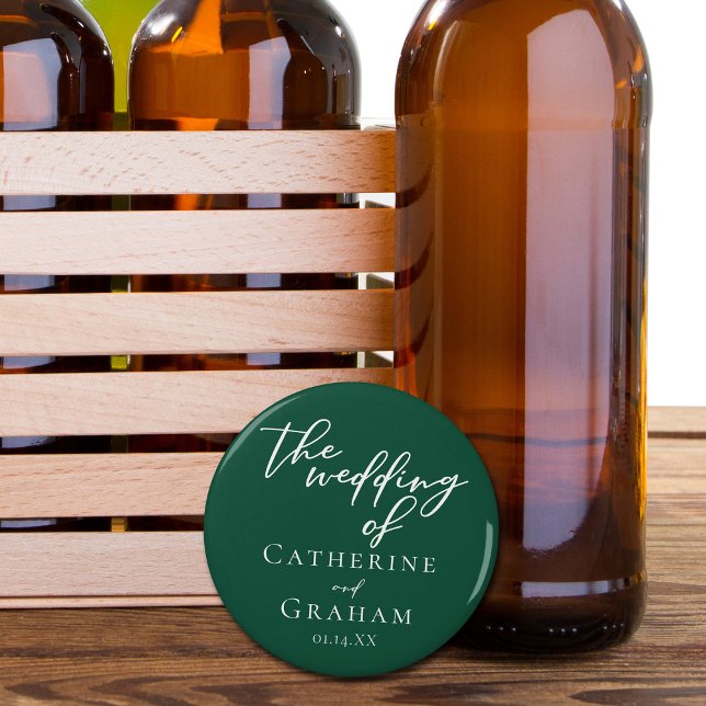 Emerald Green Typografy Forest Wedding Flaschenöffner (Von Creator hochgeladen)