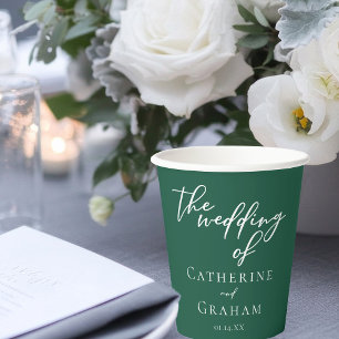 Emerald Green Typografy Forest Wedding Pappbecher