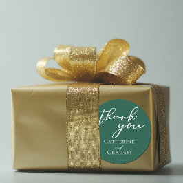 Emerald Green Typografy Forest Wedding Runder Aufkleber