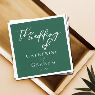 Emerald Green Typografy Forest Wedding Serviette