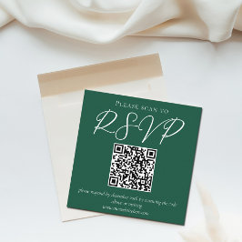 Emerald Green Typografy QR Code Wedding RSVP Begleitkarte
