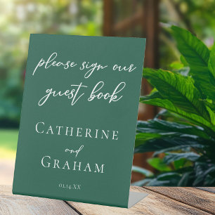 Emerald Green Typografy Wedding Guest Book Sockelschild