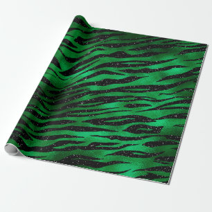 Emerald Green und Black Glam Animal Print Geschenkpapier