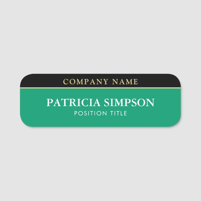 Emerald Green und Black Sharp Kontrast Namensschild (Vorderseite)