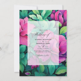 Emerald Green und Fuschia Floral Wedding Einladung
