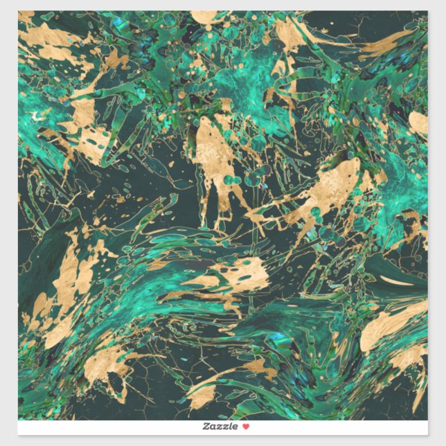 Emerald Green und Gold abstrakt Aufkleber (Blatt)