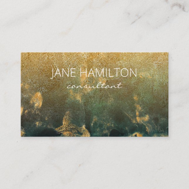 Emerald Green und Gold Abstrakt Business Card Visitenkarte (Vorderseite)