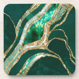 Emerald Green und Gold abstrakt Getränkeuntersetzer
