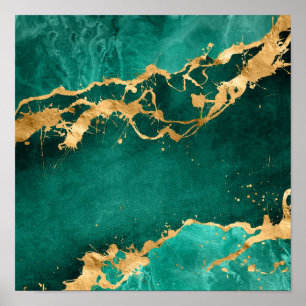 Emerald Green und Gold abstrakt Poster