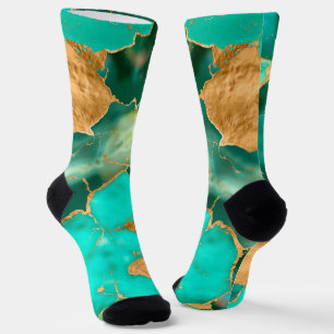 Emerald Green und Gold abstrakt Socken