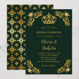 Emerald Green und Gold Damask Royal Wedding Einladung