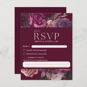 Emerald Green und Gold Floral Wedding RSVP Karte
