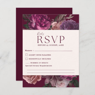 Emerald Green und Gold Floral Wedding RSVP Karte