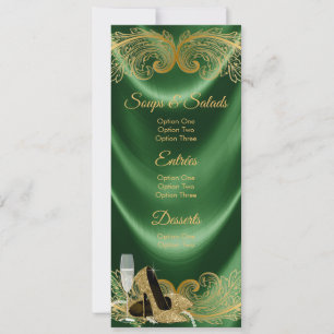 Emerald Green und Gold Geburtstagsmenü Einladung