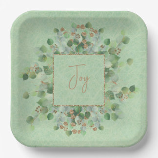 Emerald Green und Gold Glitzer Eucalyptus Custom Pappteller