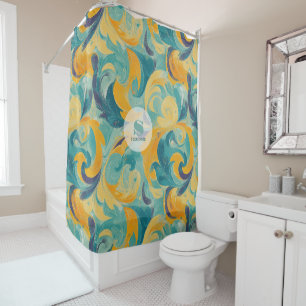 Emerald Green und Gold Paisley Inspiriert Abstrakt Duschvorhang