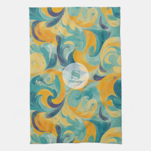 Emerald Green und Gold Paisley Inspiriert Abstrakt Geschirrtuch